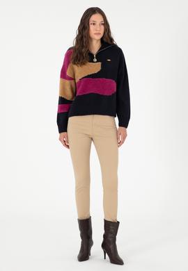 Kadın Lacivert V Yaka Kazak - 50293108006