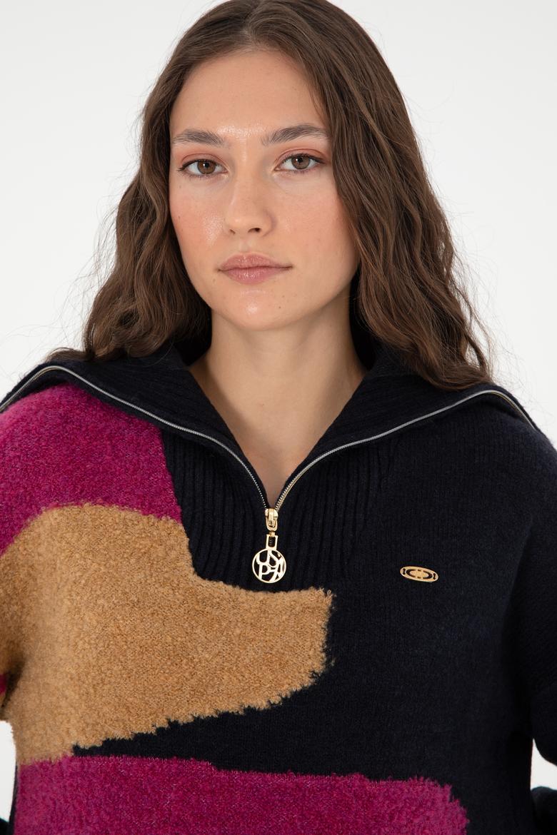 Kadın Lacivert V Yaka Kazak - 50293108006