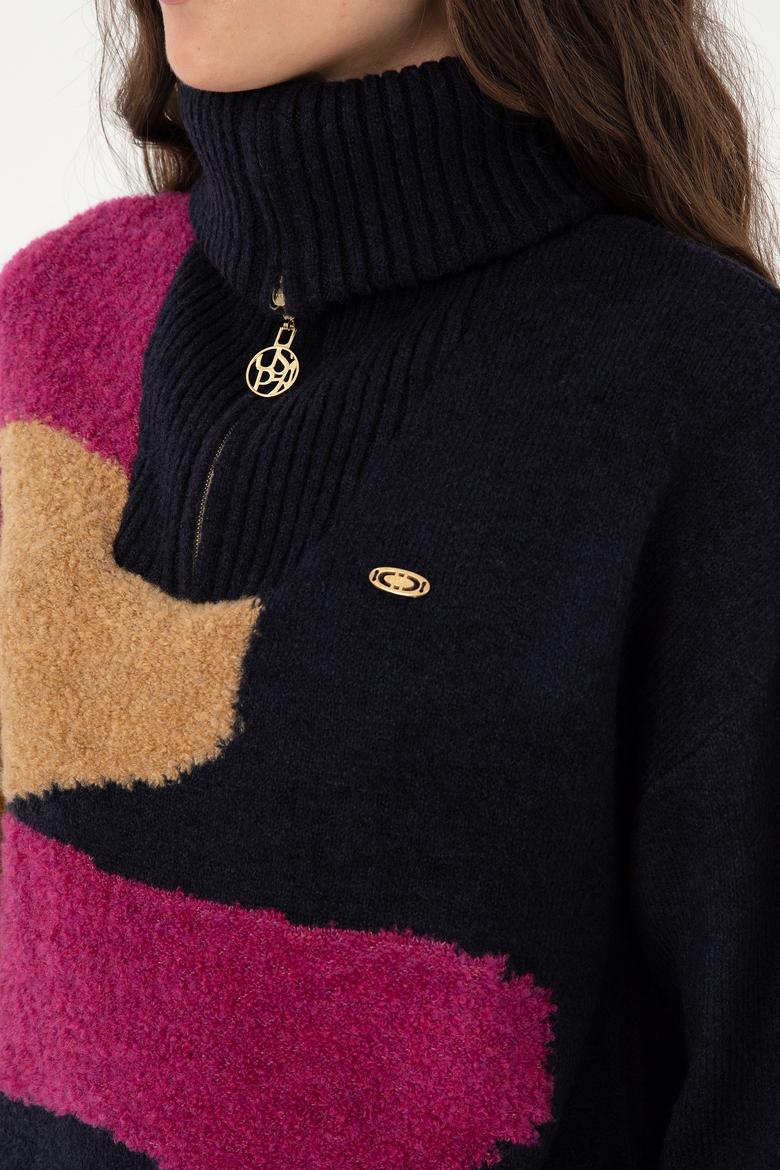 Kadın Lacivert V Yaka Kazak - 50293108006