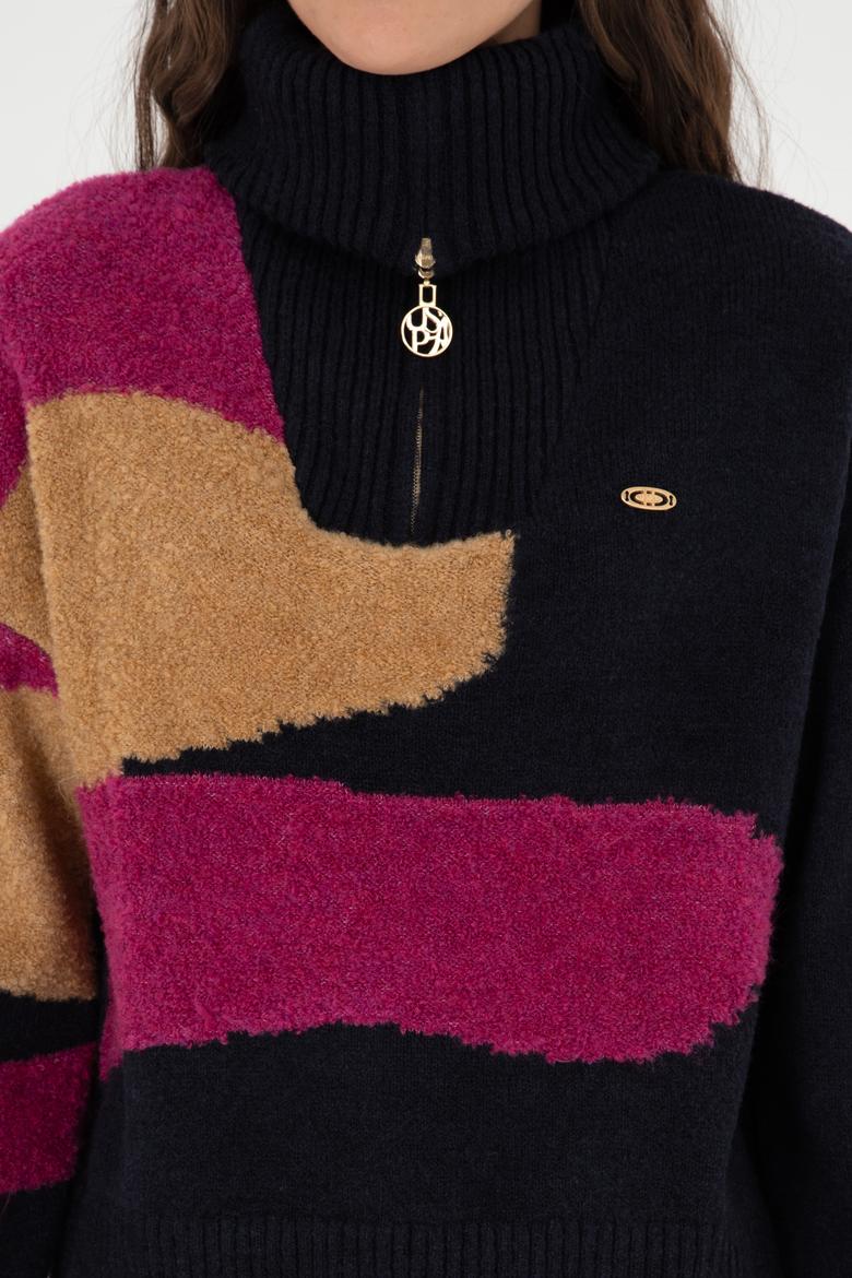 Kadın Lacivert V Yaka Kazak - 50293108006