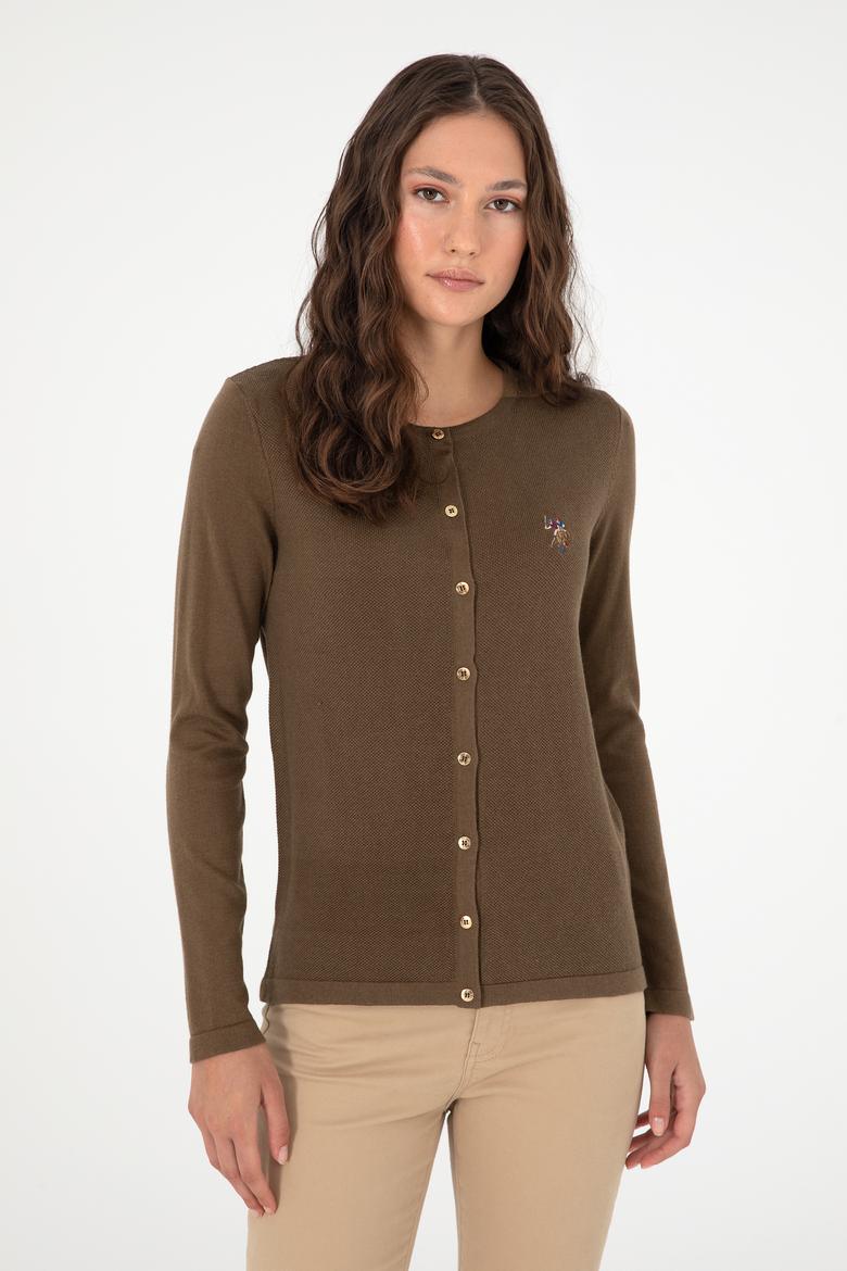 Kadın Haki Basic Triko Hırka - 50288991074