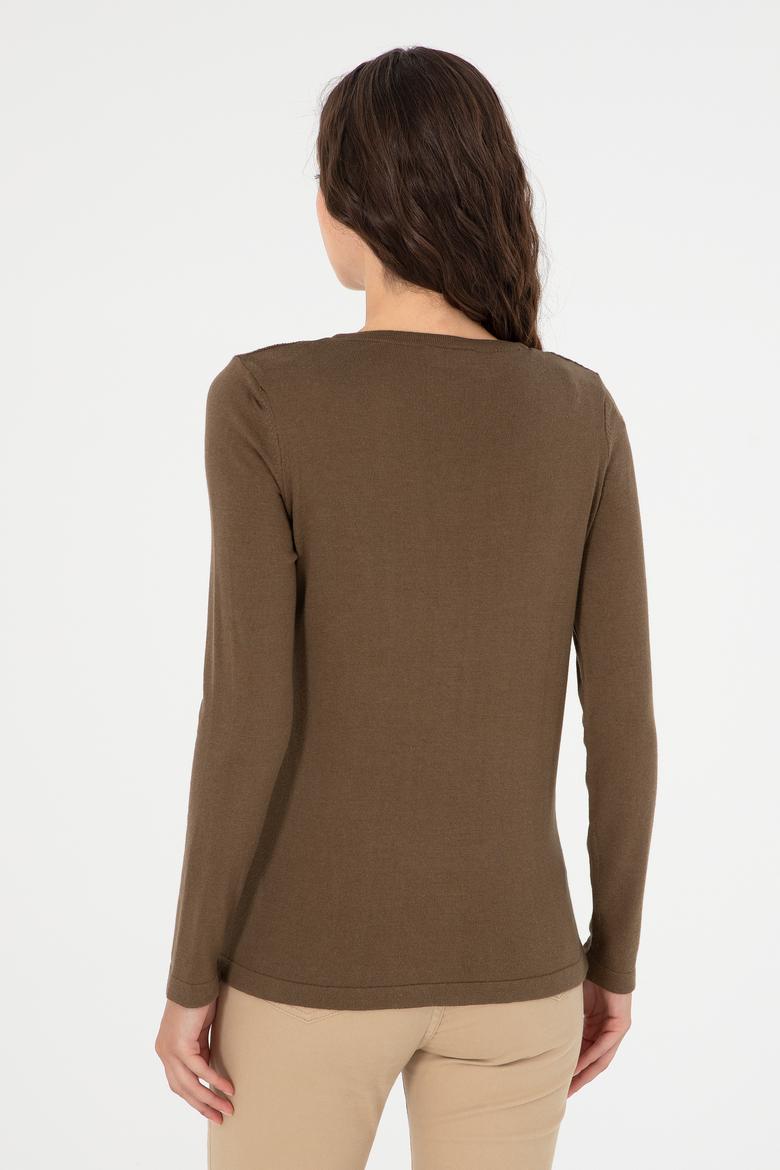 Kadın Haki Basic Triko Hırka - 50288991074