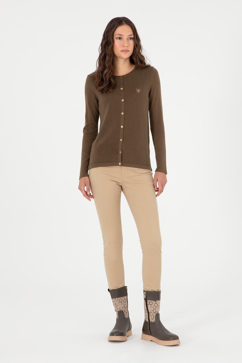 Kadın Haki Basic Triko Hırka - 50288991074