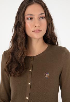 Kadın Haki Basic Triko Hırka - 50288991074