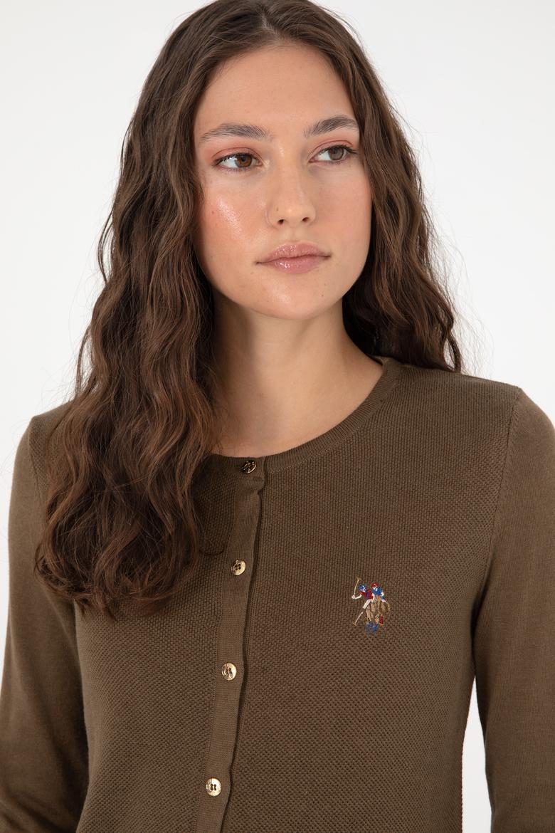 Kadın Haki Basic Triko Hırka - 50288991074