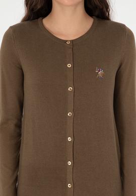 Kadın Haki Basic Triko Hırka - 50288991074