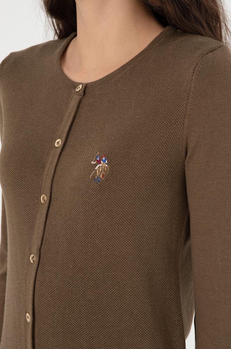 Kadın Haki Basic Triko Hırka