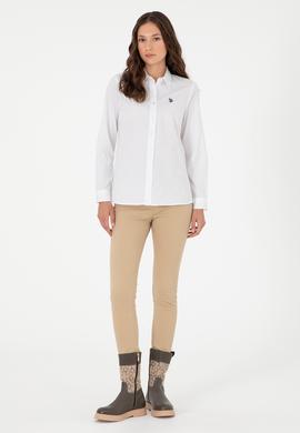 Kadın Beyaz Uzun Kollu Basic Gömlek - 50295639029