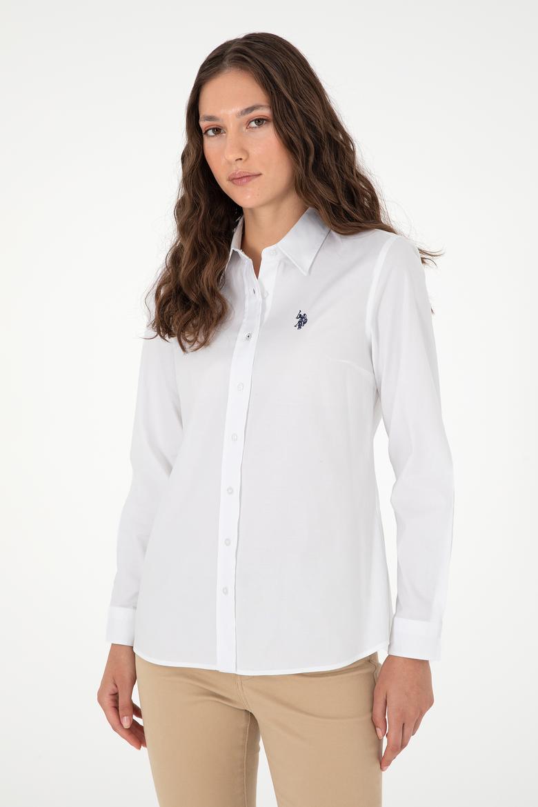 Kadın Beyaz Uzun Kollu Basic Gömlek - 50295639029