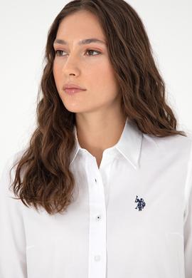 Kadın Beyaz Uzun Kollu Basic Gömlek - 50295639029