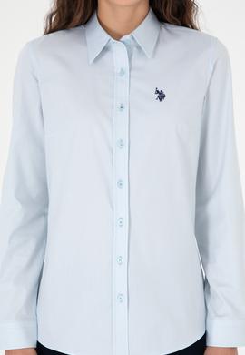 Kadın Açık Mavi Uzun Kollu Basic Gömlek - 50295639003