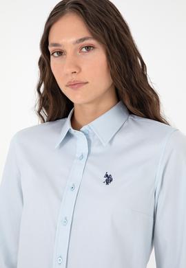 Kadın Açık Mavi Uzun Kollu Basic Gömlek - 50295639003