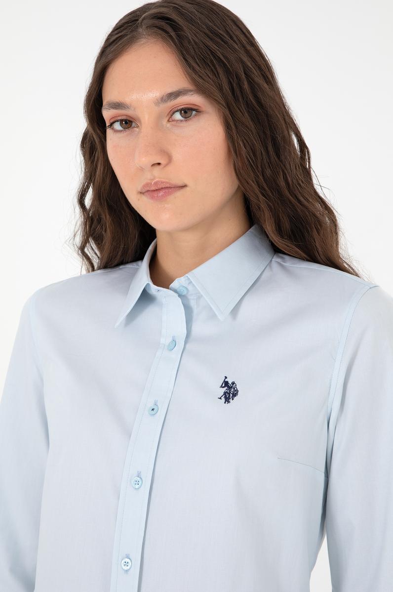 Kadın Açık Mavi Uzun Kollu Basic Gömlek