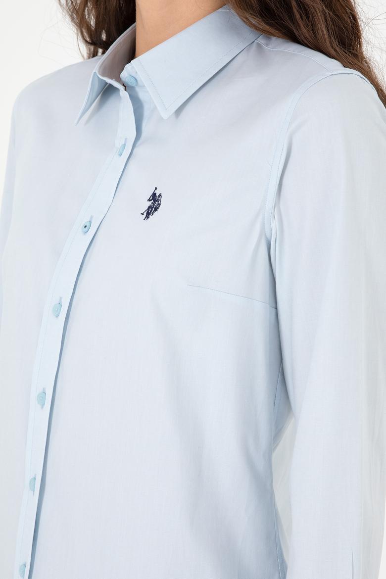 Kadın Açık Mavi Uzun Kollu Basic Gömlek - 50295639003