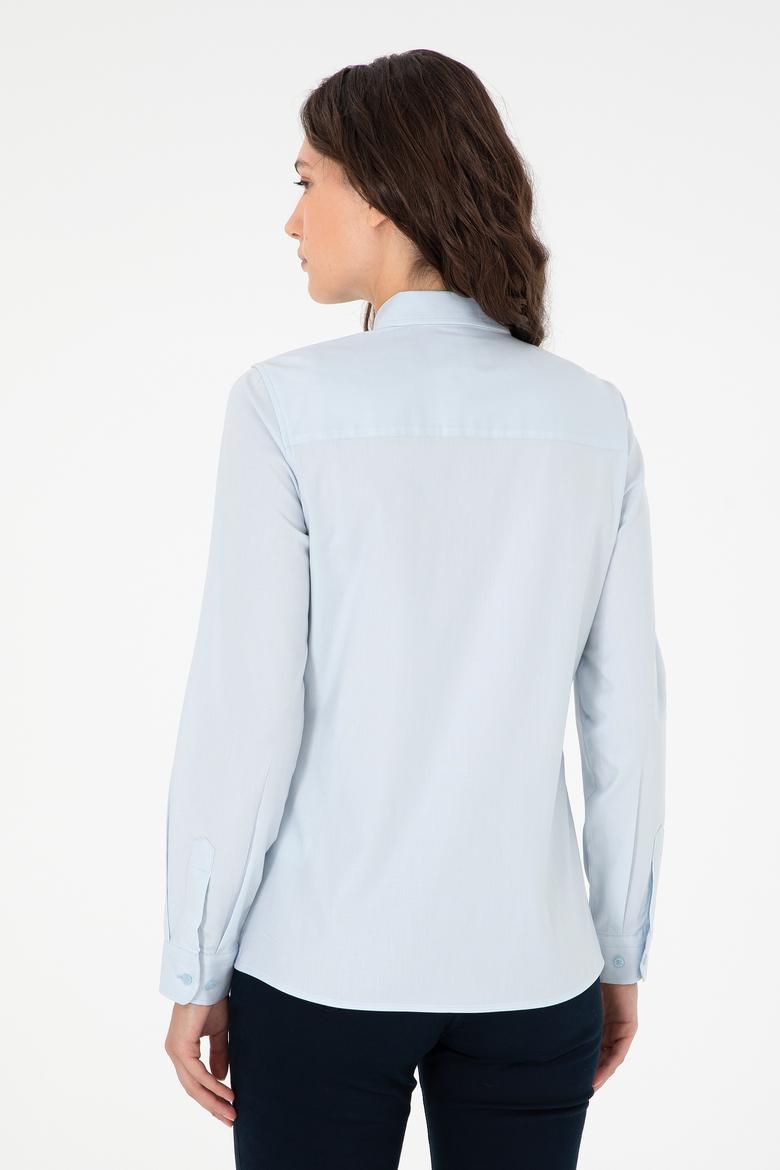 Kadın Açık Mavi Uzun Kollu Basic Gömlek - 50295639003