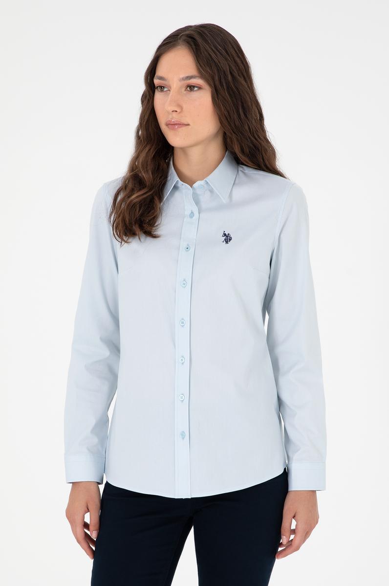 Kadın Açık Mavi Uzun Kollu Basic Gömlek