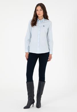 Kadın Açık Mavi Uzun Kollu Basic Gömlek - 50295639003