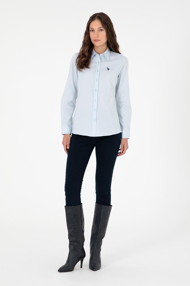 Kadın Açık Mavi Uzun Kollu Basic Gömlek - 50295639003