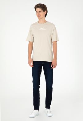 Erkek Comfort Fit Bisiklet Yaka Taş Tişört - 50294322031