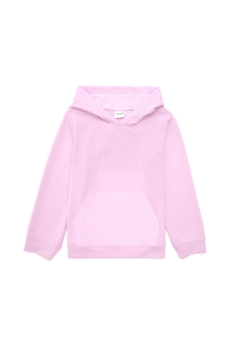 Kız Çocuk Pembe Kapüşonlu Sweatshirt