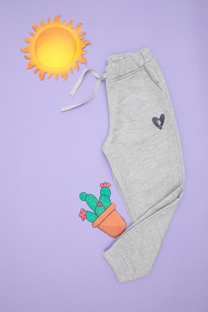 Kız Çocuk Açık Gri Melanj Eşofman Altı