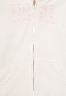 Kız Çocuk Krem Kapüşonlu Basic Sweatshirt - 50292507059