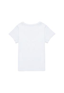 Kız Çocuk Beyaz Bisiklet Yaka Basic Tişört - 50295661056