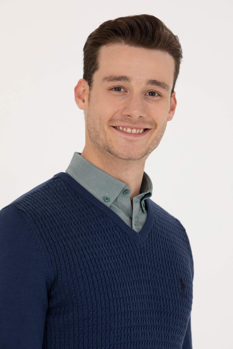 Erkek İndigo Basic Kazak - 50224991077