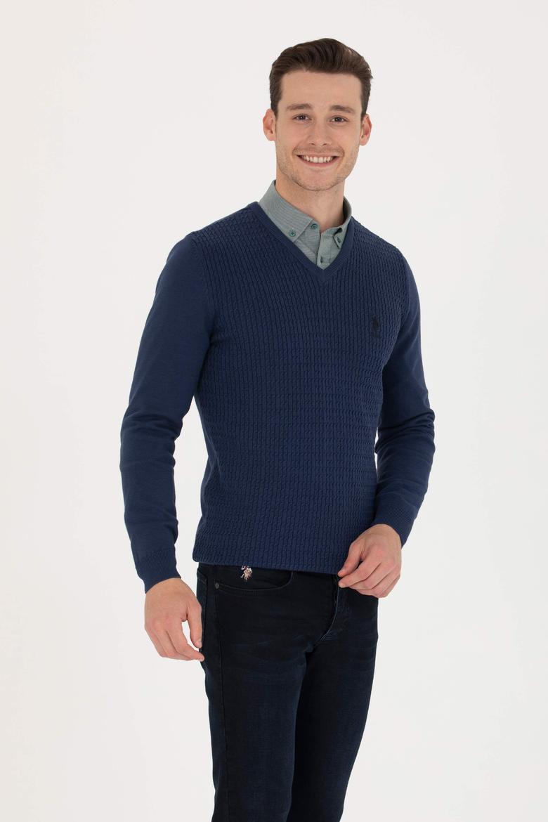 Erkek İndigo Basic Kazak - 50224991077