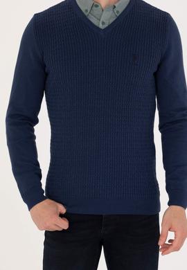 Erkek İndigo Basic Kazak - 50224991077