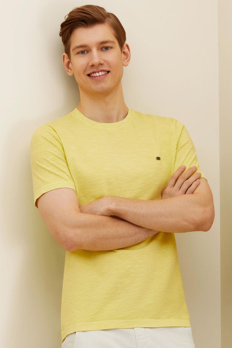 Erkek Neon Sarı Basic Tişört