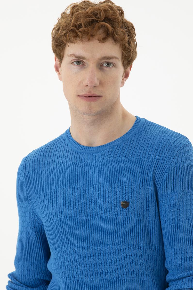 Erkek Kobalt Mavi Kazak