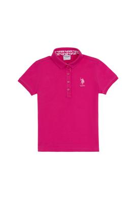Kız Çocuk Fuşya Polo Yaka Basic Tişört - 50283286161
