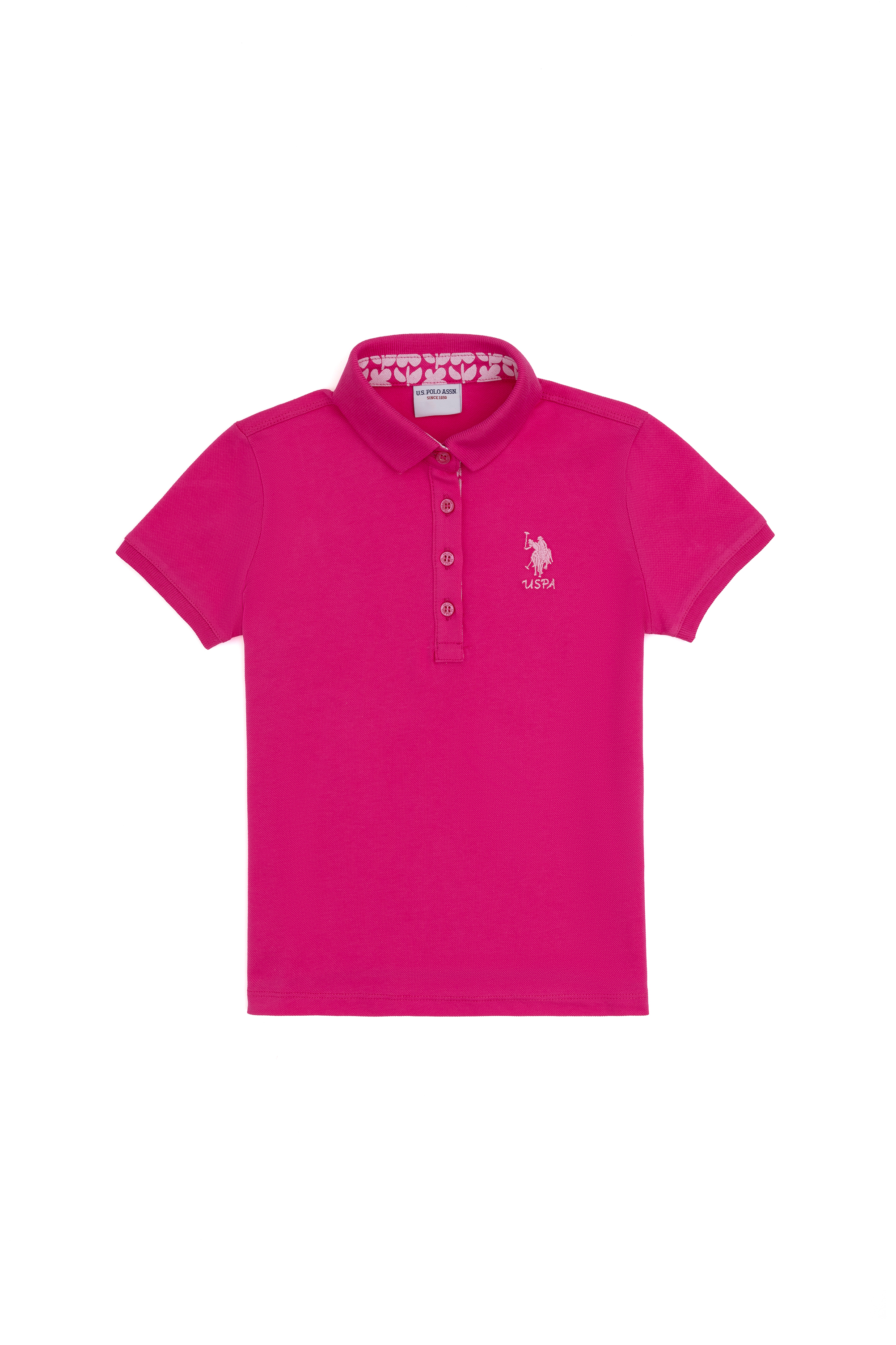 Kız Çocuk Fuşya Polo Yaka Basic Tişört - Image 2