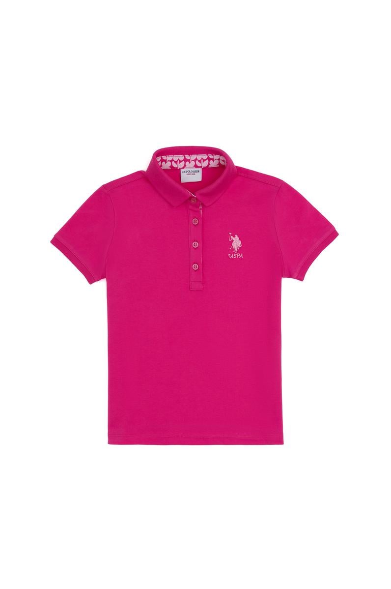Kız Çocuk Fuşya Polo Yaka Basic Tişört