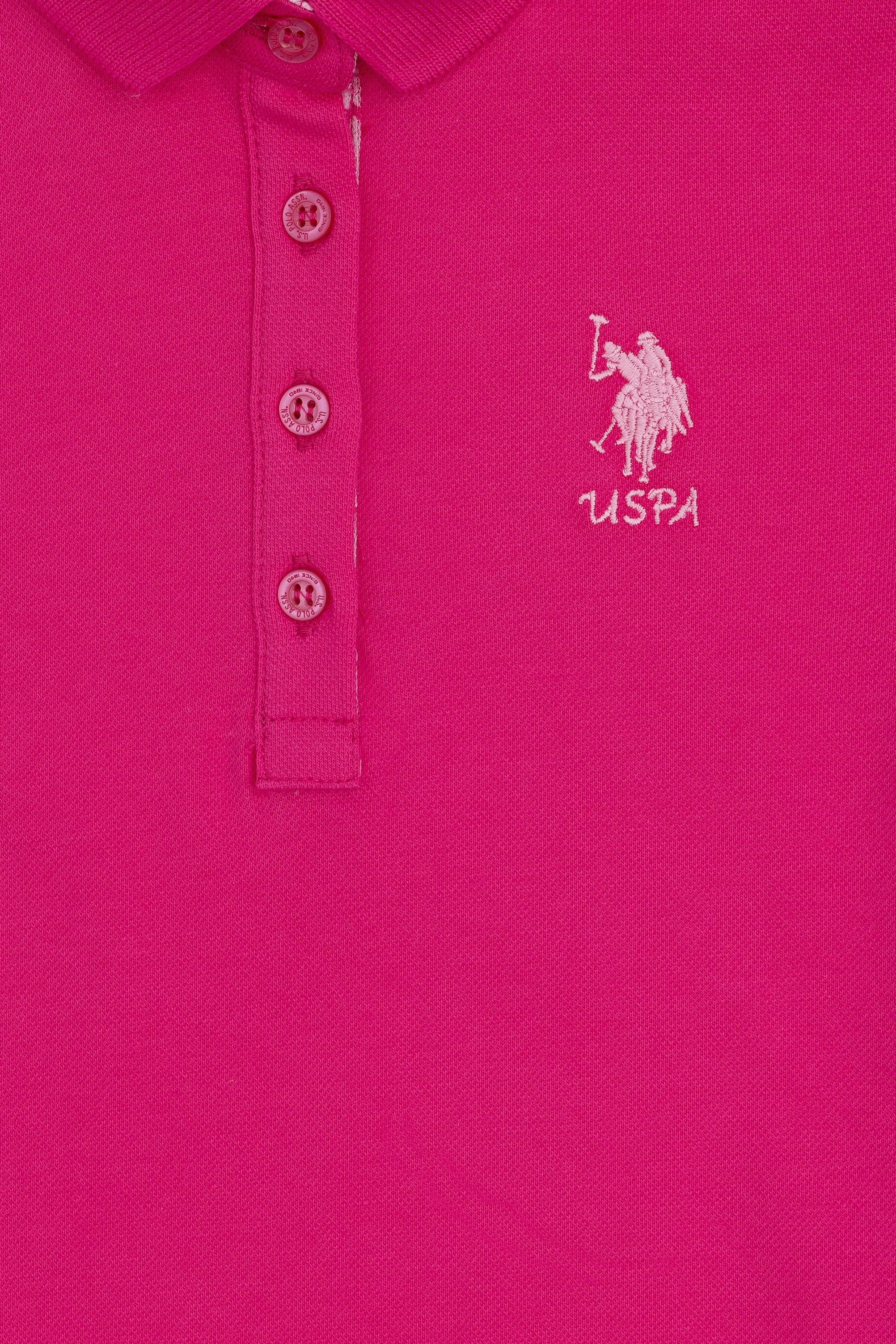 Kız Çocuk Fuşya Polo Yaka Basic Tişört - Image 4