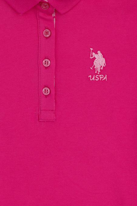 Kız Çocuk Fuşya Polo Yaka Basic Tişört