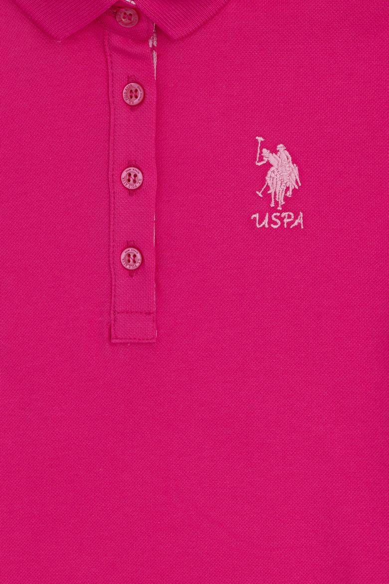 Kız Çocuk Fuşya Polo Yaka Basic Tişört - 50283286161