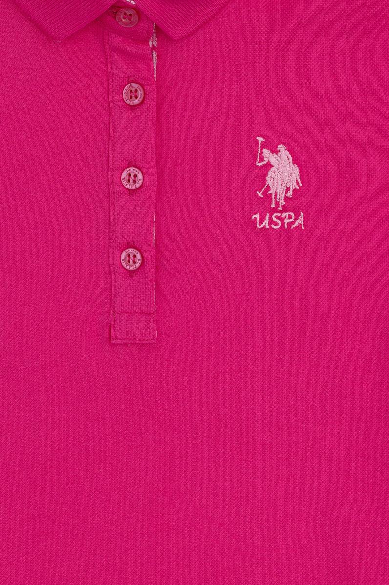 Kız Çocuk Fuşya Polo Yaka Basic Tişört