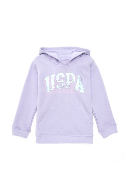 Kız Çocuk Lila Kapüşonlu Basic Sweatshirt