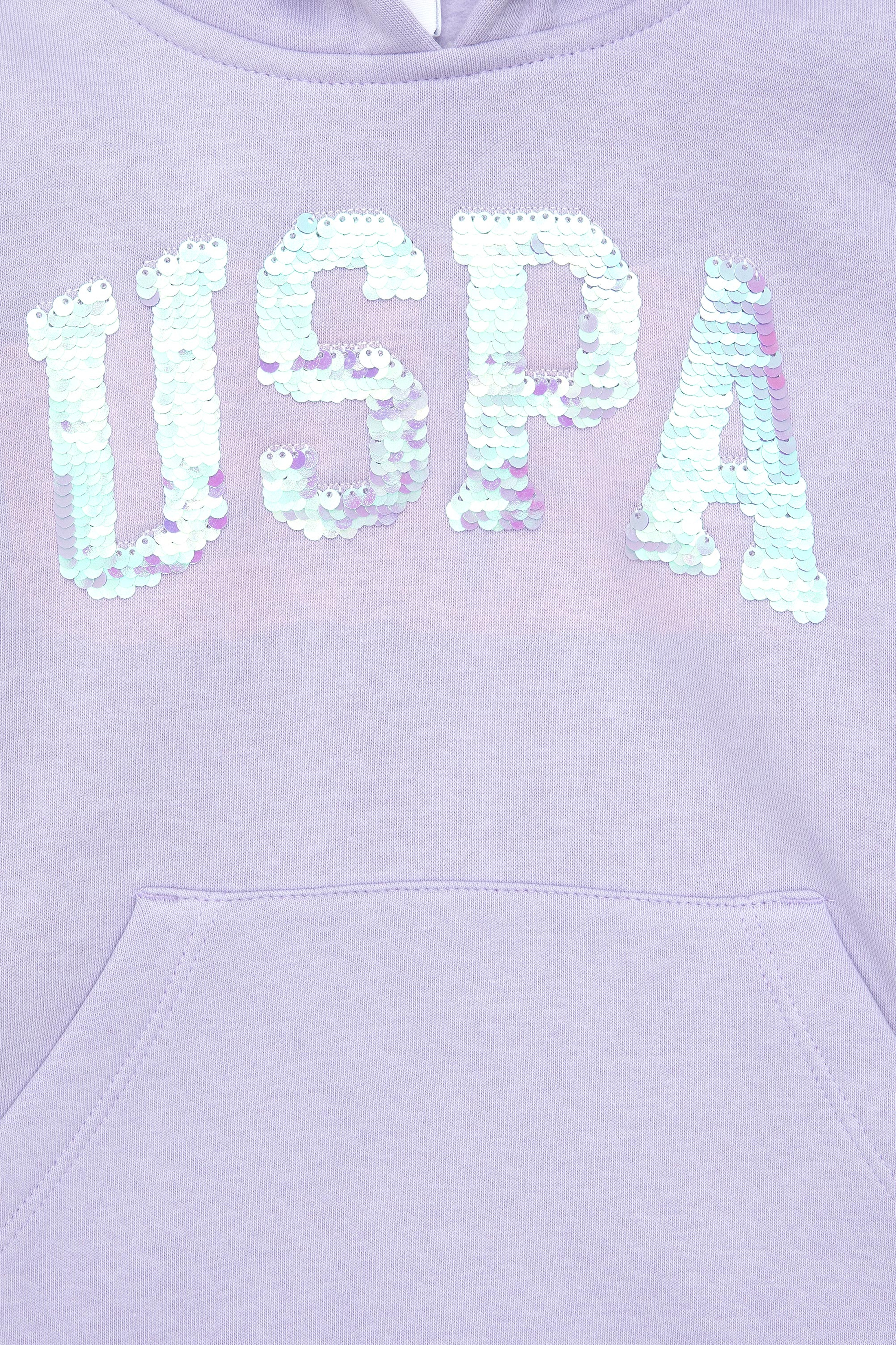Kız Çocuk Lila Kapüşonlu Basic Sweatshirt - Image 4