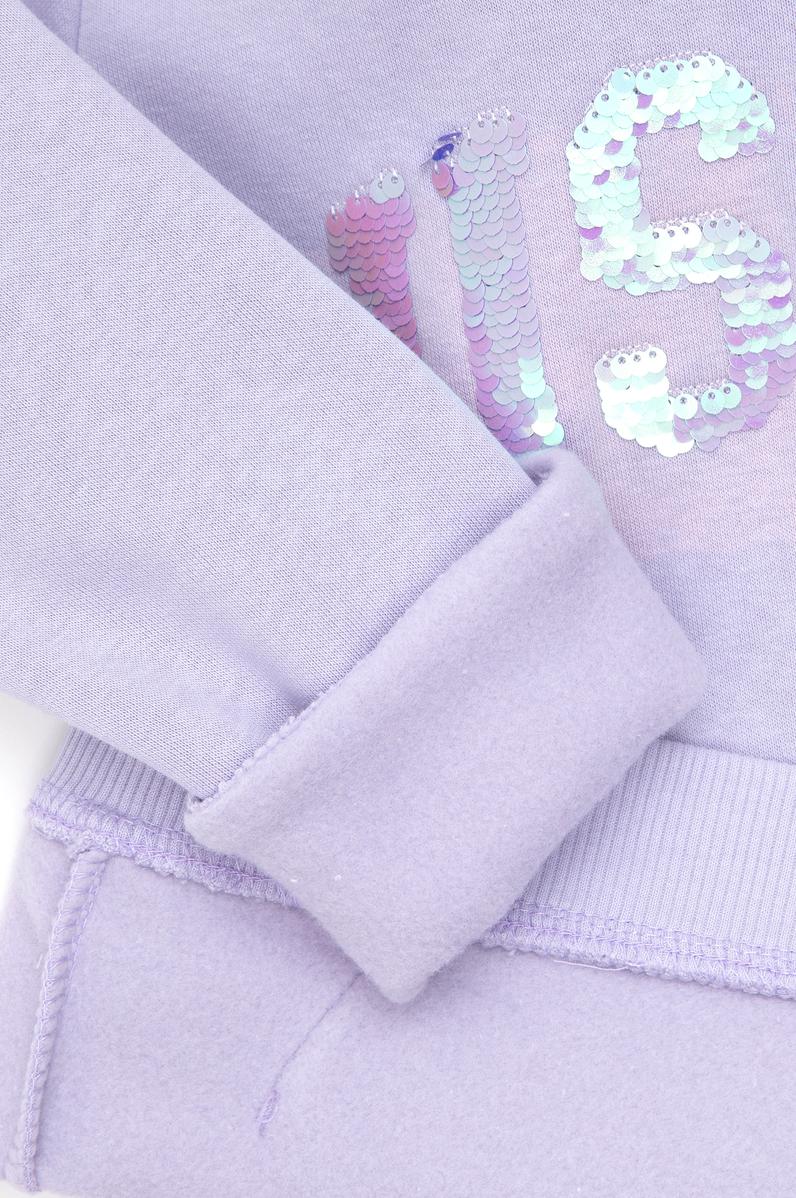 Kız Çocuk Lila Kapüşonlu Basic Sweatshirt