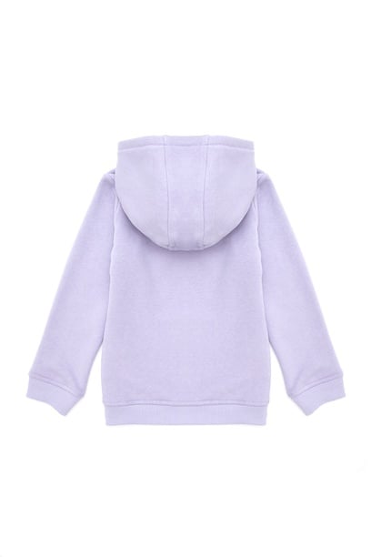 Kız Çocuk Lila Kapüşonlu Basic Sweatshirt