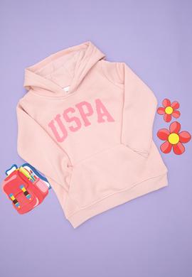 Kız Çocuk Toz Pembe Kapüşonlu Basic Sweatshirt - 50292512136