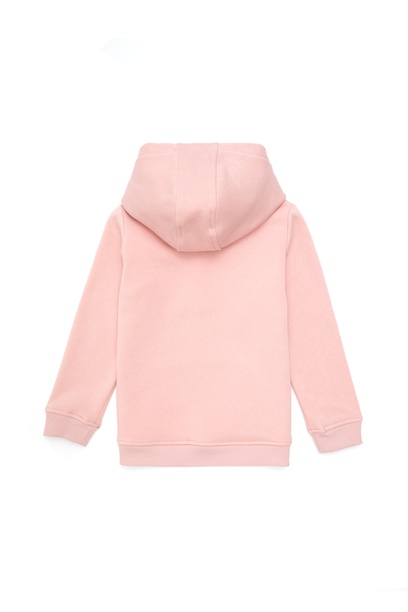 Kız Çocuk Toz Pembe Kapüşonlu Basic Sweatshirt