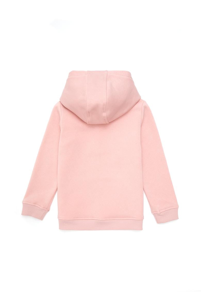 Kız Çocuk Toz Pembe Kapüşonlu Basic Sweatshirt - 50292512136
