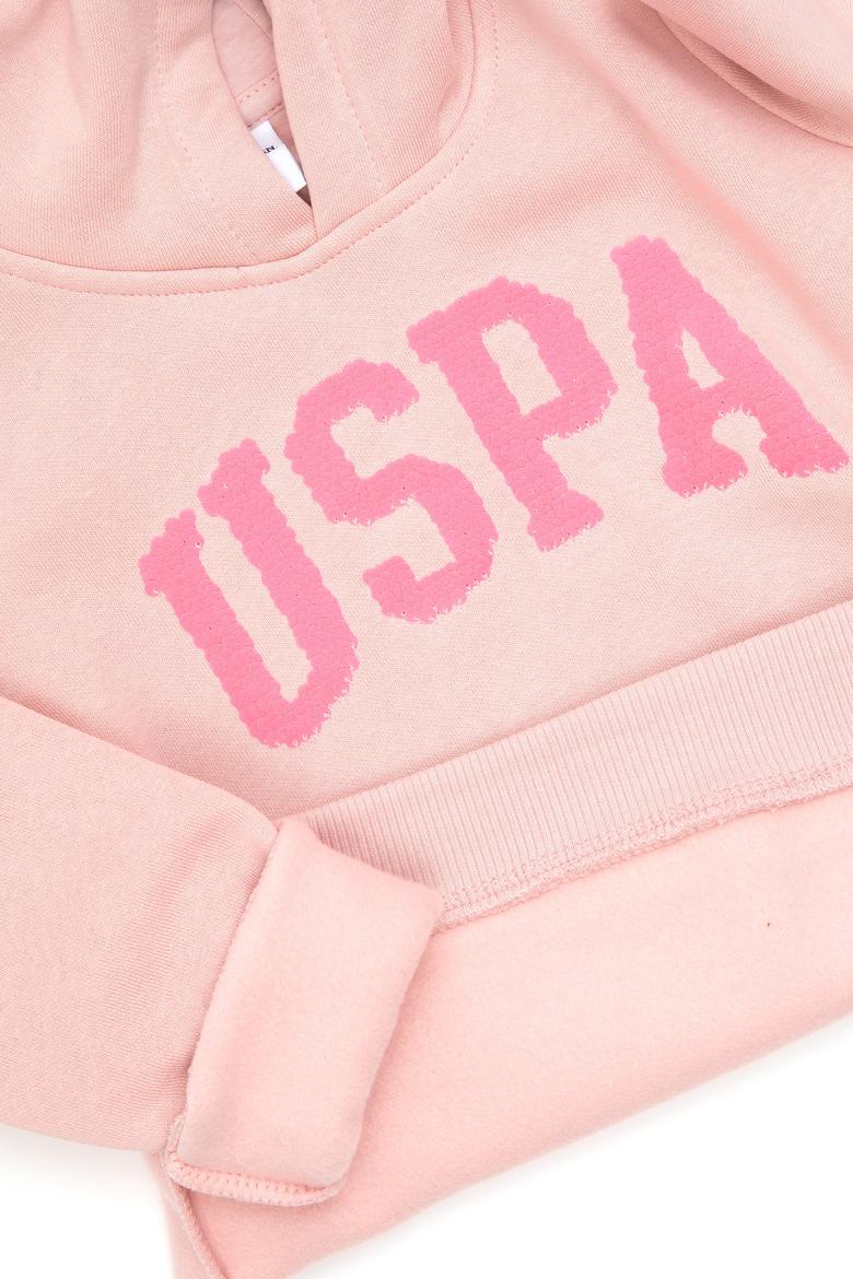 Kız Çocuk Toz Pembe Kapüşonlu Basic Sweatshirt - 50292512136