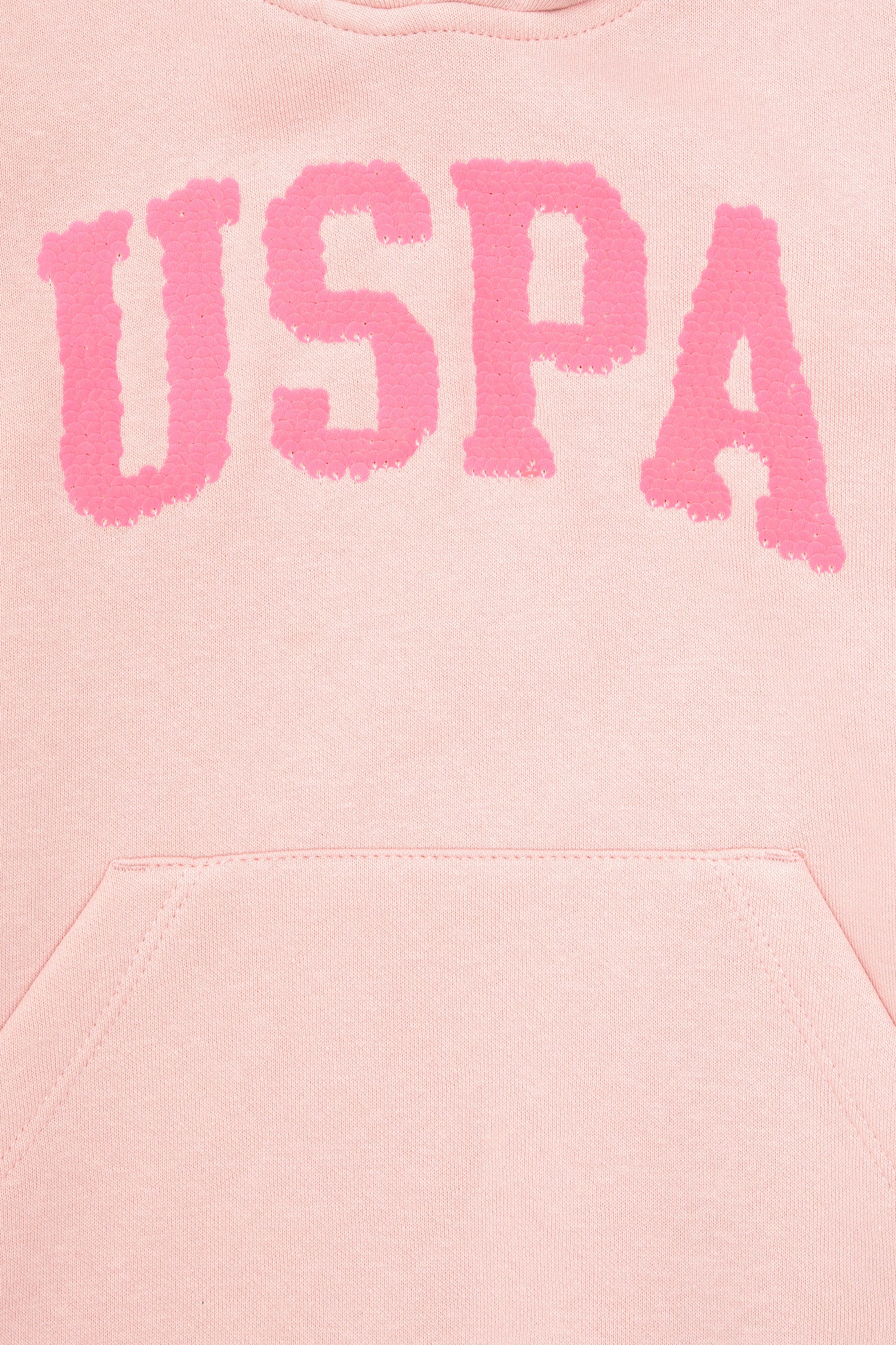 Kız Çocuk Toz Pembe Kapüşonlu Basic Sweatshirt