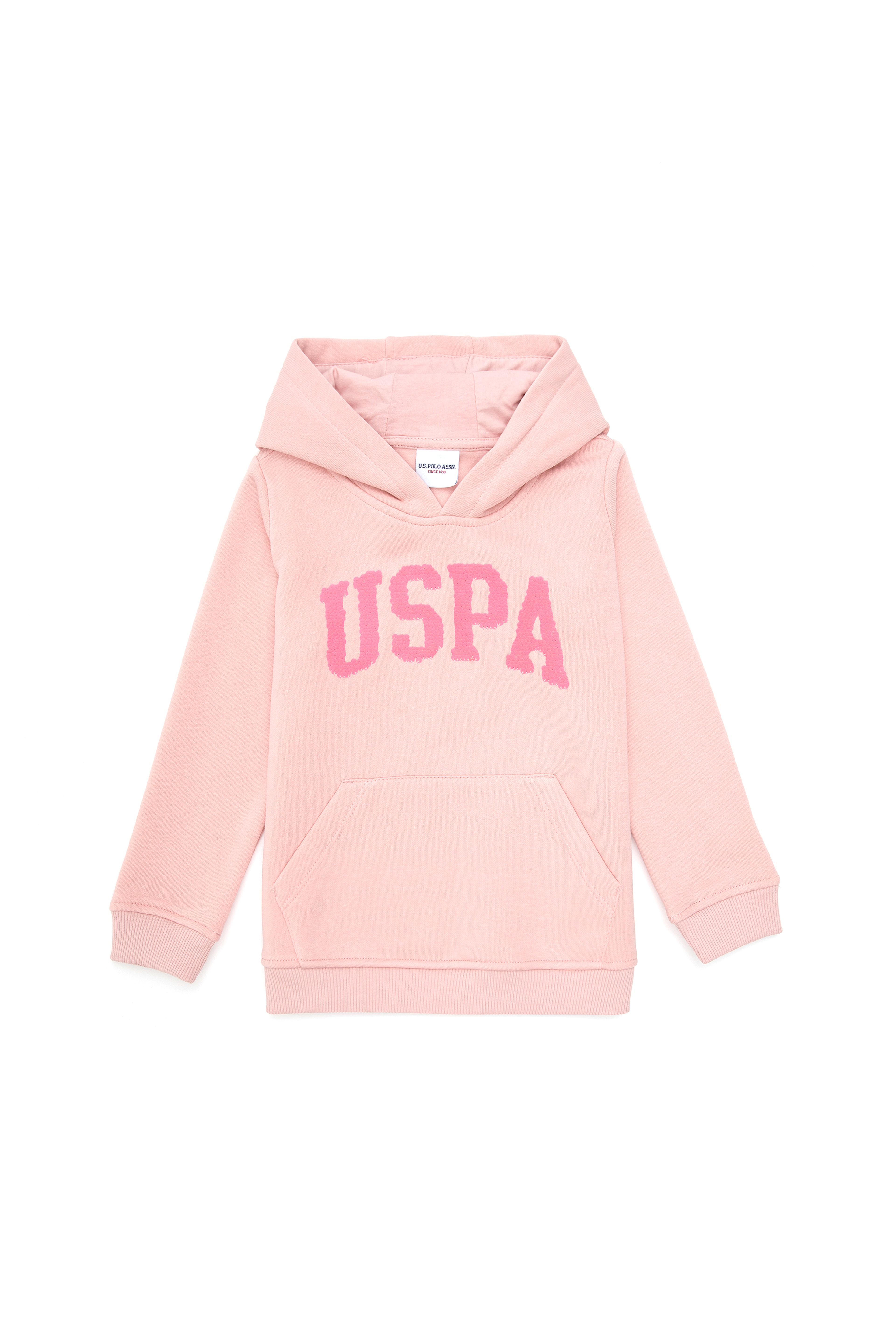 Kız Çocuk Toz Pembe Kapüşonlu Basic Sweatshirt - Image 2