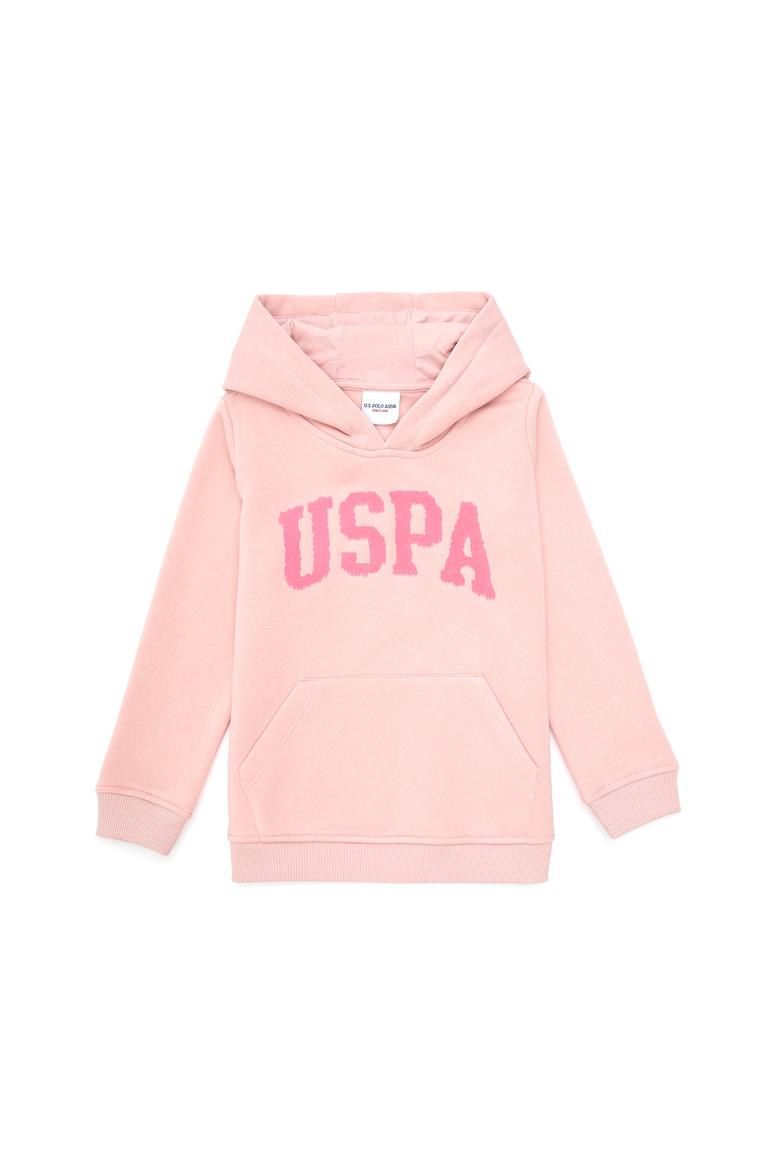 Kız Çocuk Toz Pembe Kapüşonlu Basic Sweatshirt - 50292512136
